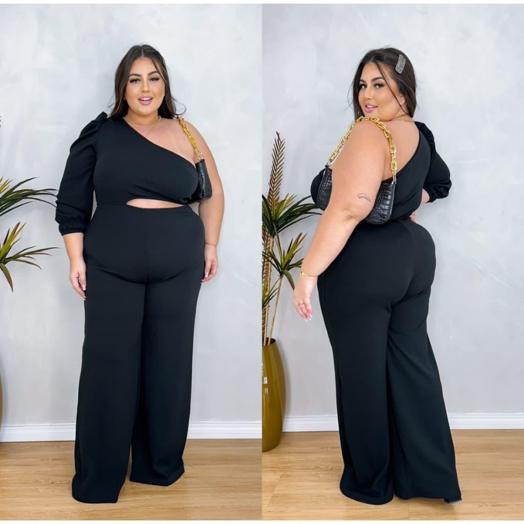 Macacão gringa longo preto PLUS SIZE