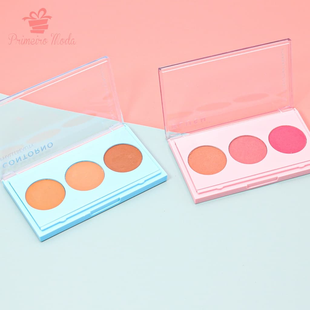 Paleta Trio Contorno e Blush PhálleBeauty Alta Pigmentação