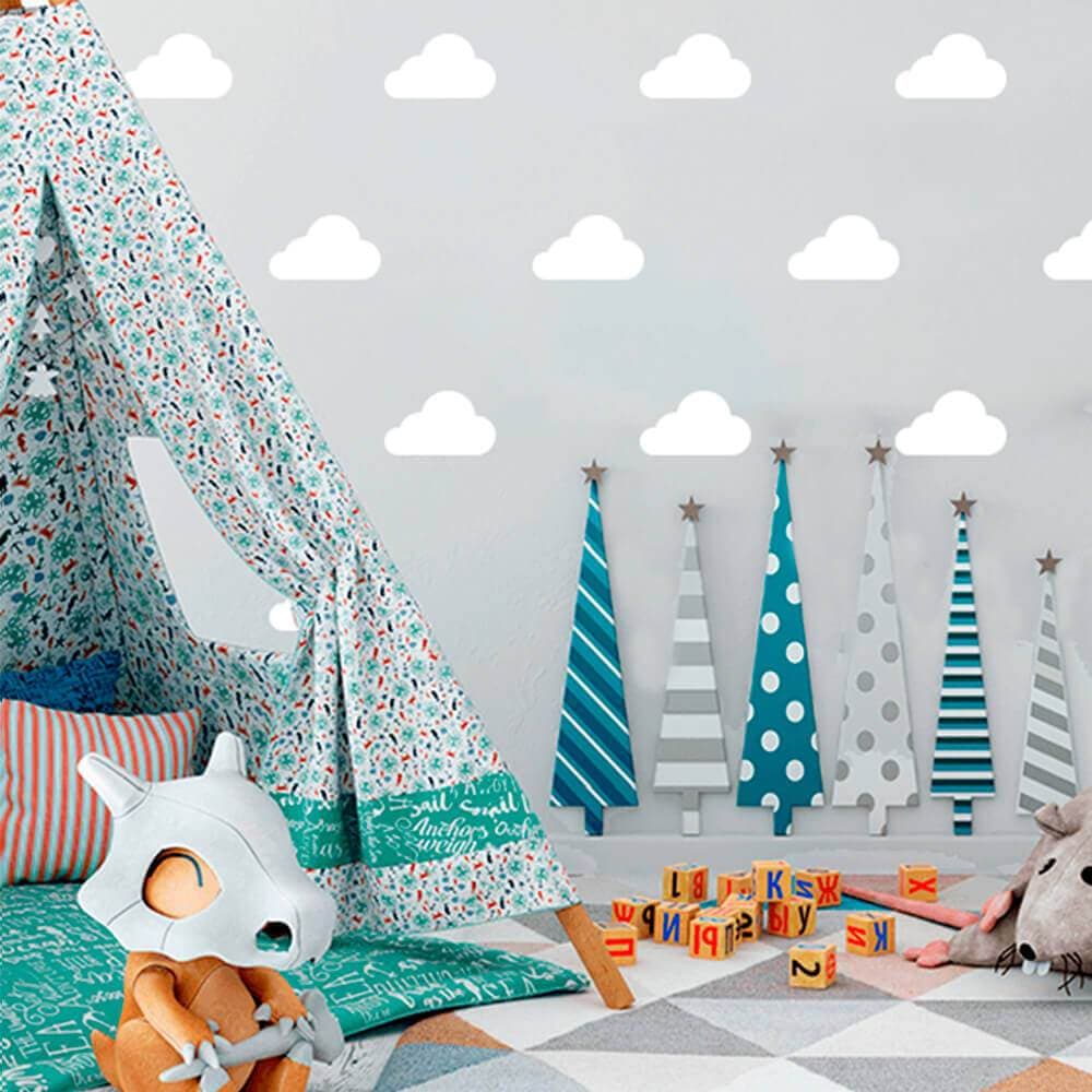 Kit 60 Adesivos Nuvem Médio 10cmx6cm Decoração Quarto Festa Infantil