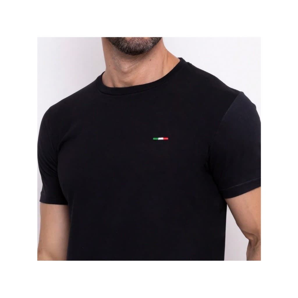 Camiseta Masculina Streetwear Casual 100% Algodão Bandeirinha Italia  Pequena Minimalista Discreta
