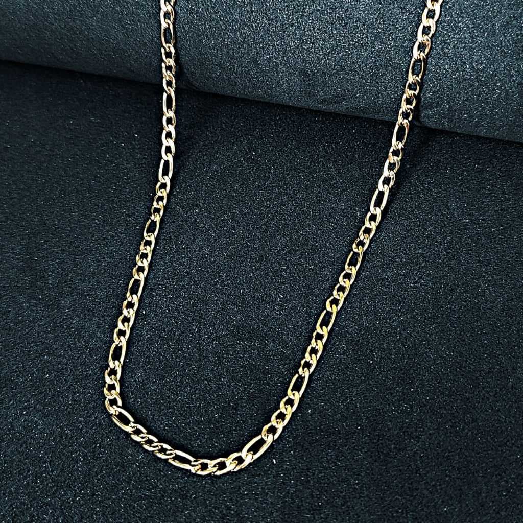 Corrente Figaro 4mm Masculina Aço Inox 316l Dourado