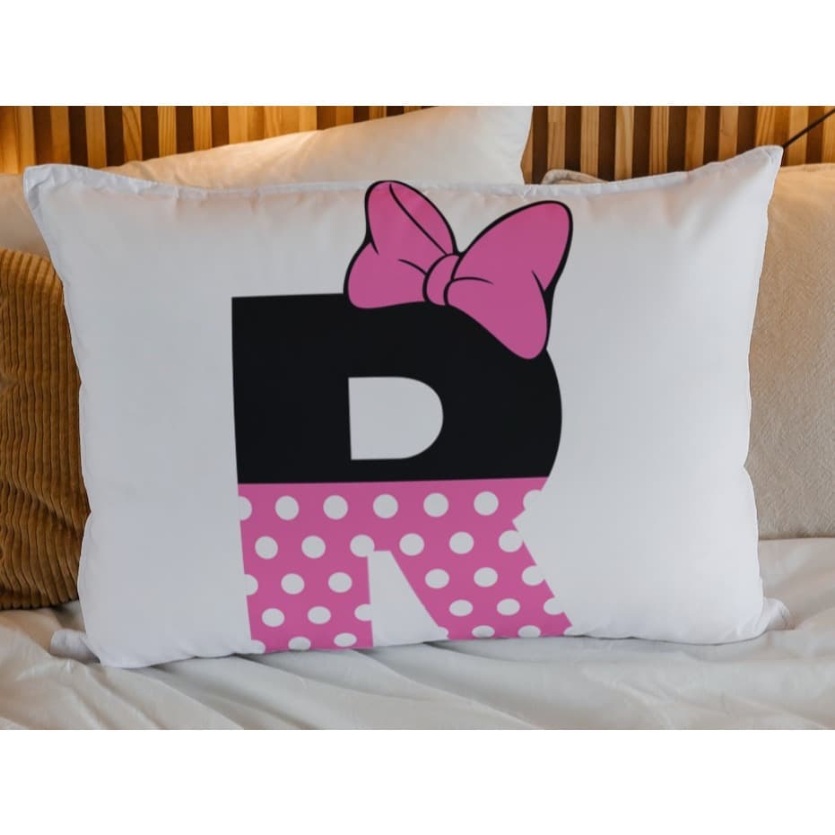 Fronha Infantil Letras Alfabeto Iniciais Rosa Personagens Estampada Microfibra