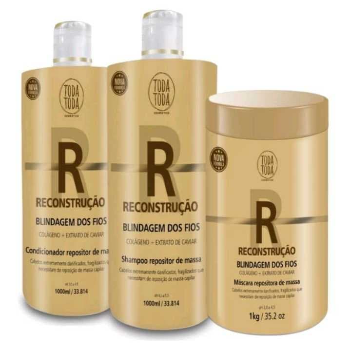 Kit Capilar Reconstrução Profissional Salão Cronograma Lavatorio Litro