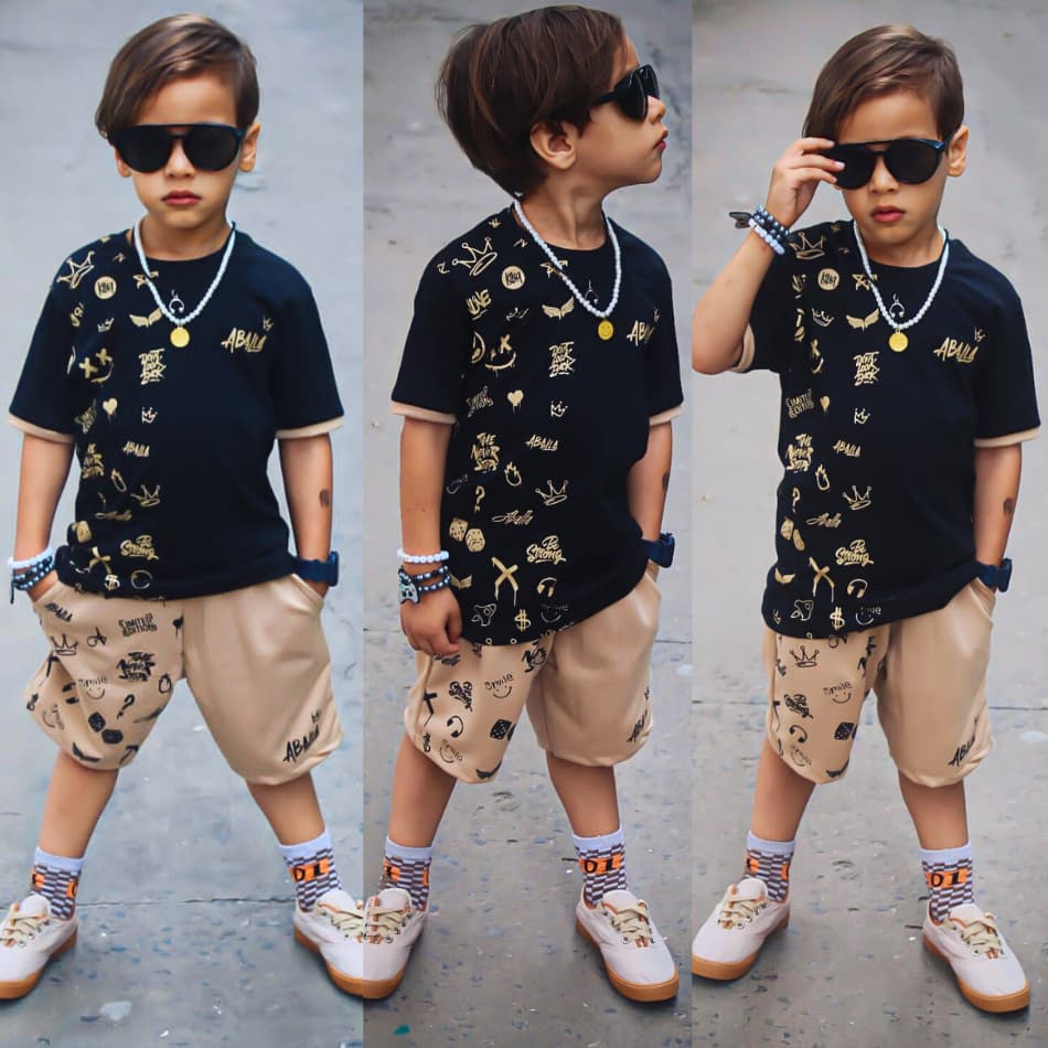 Conjunto Infantil Juvenil Masculino Veste 4 ao 14 Anos Exclusivo Kit 2 Peças Camisa Bermuda