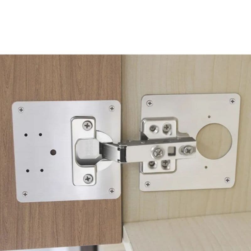 Kit 4 Placa de Reparo para porta de armário MDF em Aço Inox Dobradiças