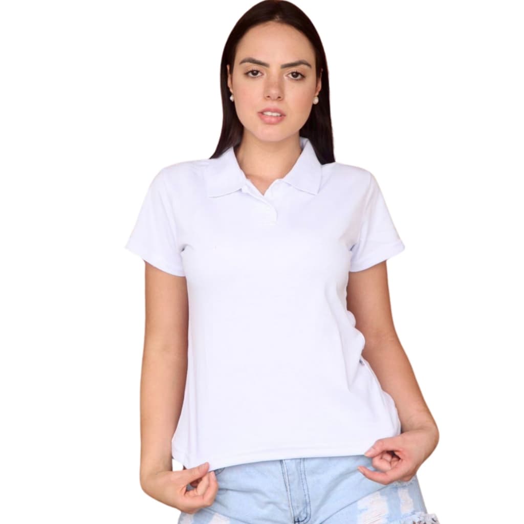 Camisa Pólo Feminina Em Algodão Poliéster Todos Os Tamanhos