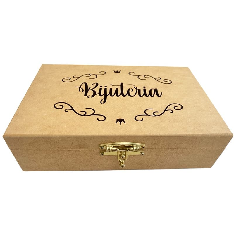 Caixa estojo baby Bijuteria jóias relógios mdf anel organizador brinco presente lembrancinha convite enfeite coisas de menina daminha nascimento estojo pulseira gaveta  retangular noivado casamento 6 divisórias fecho dobradiça