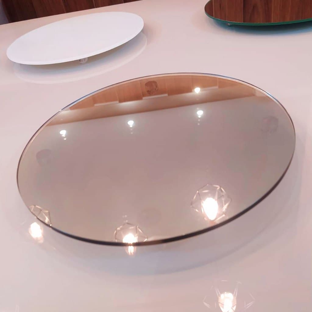 Bandeja Decorativa Espelhada Redonda 20cm Luxo para Cozinha Barzinho Banheiro Sala Decoração Vidro