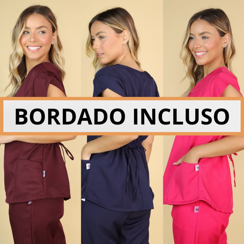 Pijama Cirurgico Scrub com bordado incluso em gabardine