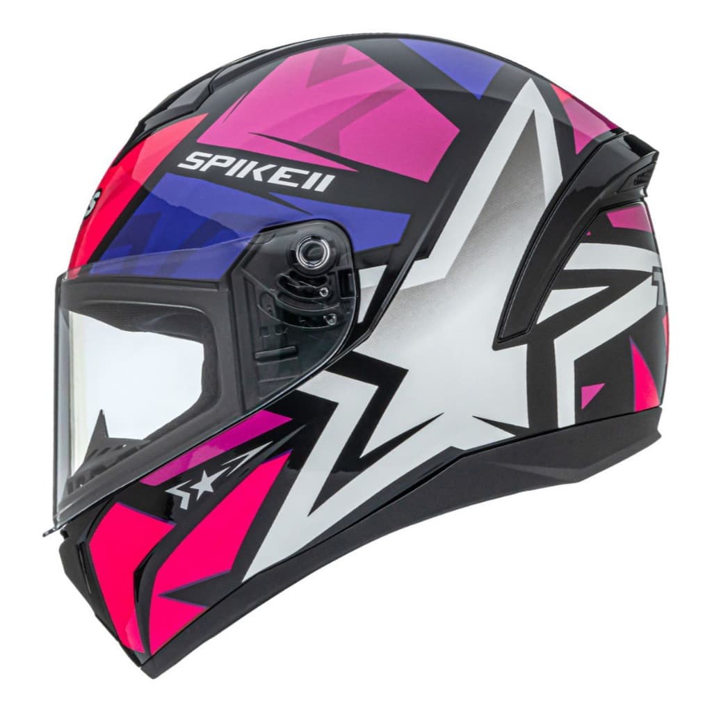 Capacete Moto Feminino Fechado Peels Spike 2 1ST Star Preto Rosa Pink Roxo Brilho Lançamento