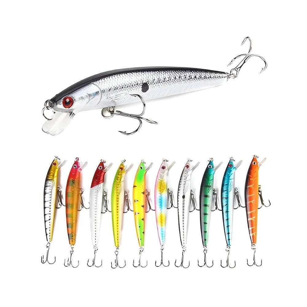 10 Pças Iscas biônicas artificiais Conjunto Mini Minnow flutuante