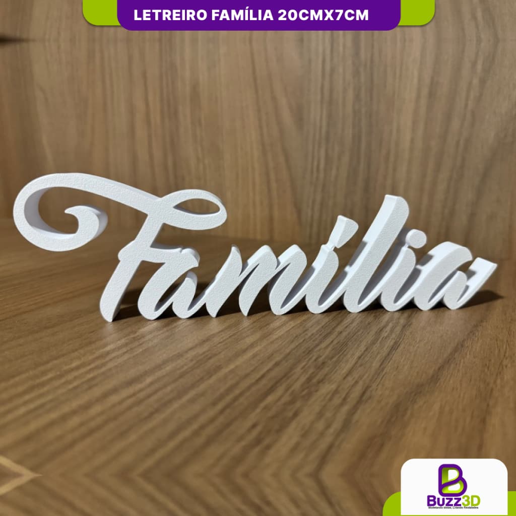 Letreiro decorativo FAMÍLIA - impressão 3D