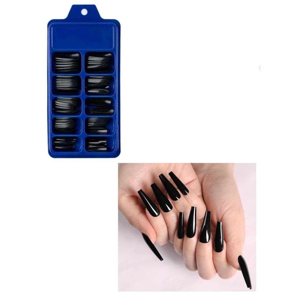 Kit 100 Unhas Tips postiça Balarina- Preto