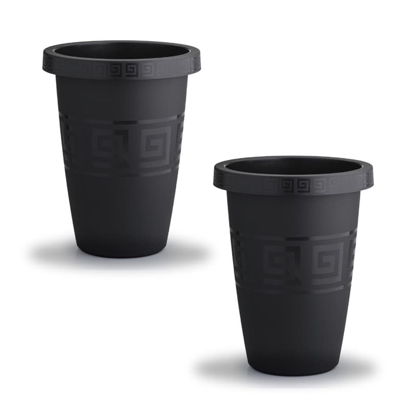 Kit 2 Vasos Pretos Redondos 21 Litros De Plástico Reforçado Para Jardim Plantas Flores Casa Decorações