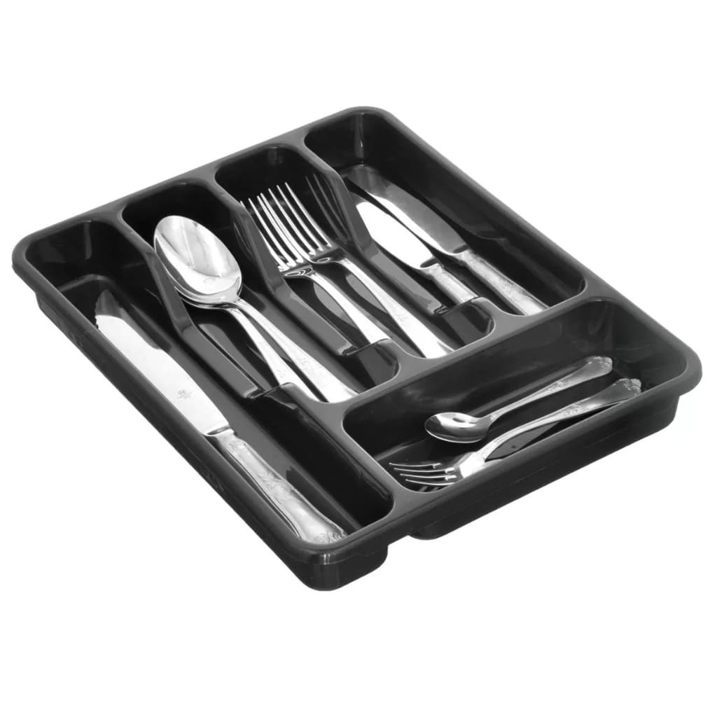 Porta Talheres com Tampa 31x21cm - Organizador/ Separador/ Porta Talheres para gaveta com 4 divisórias - Colher Faca Sobremesa escorredor plastico - Porta Talher com Tampa JAGUAR