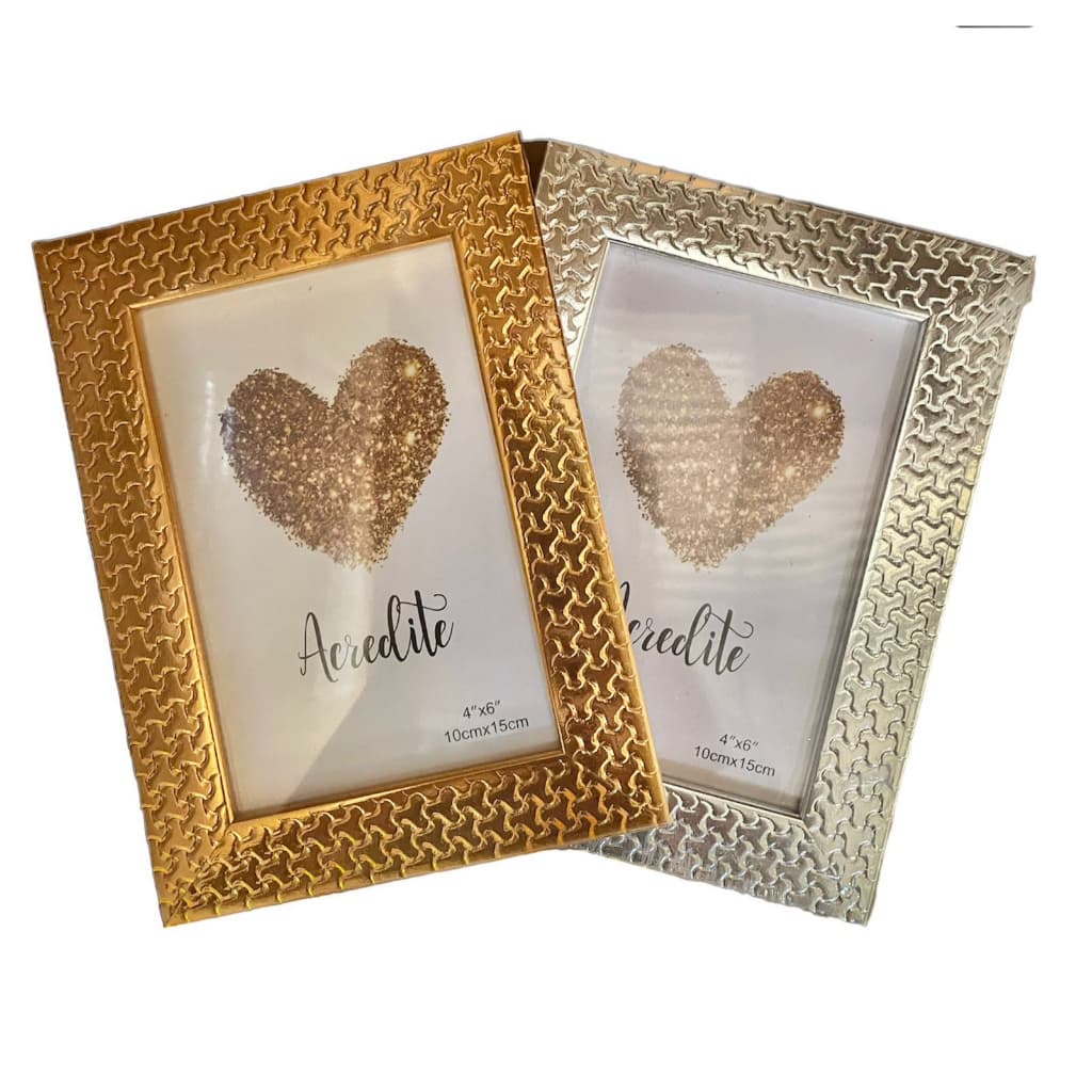 Porta Retrato 10x15 Moldura Dourado/Prateado De Mesa Luxe Decoração
