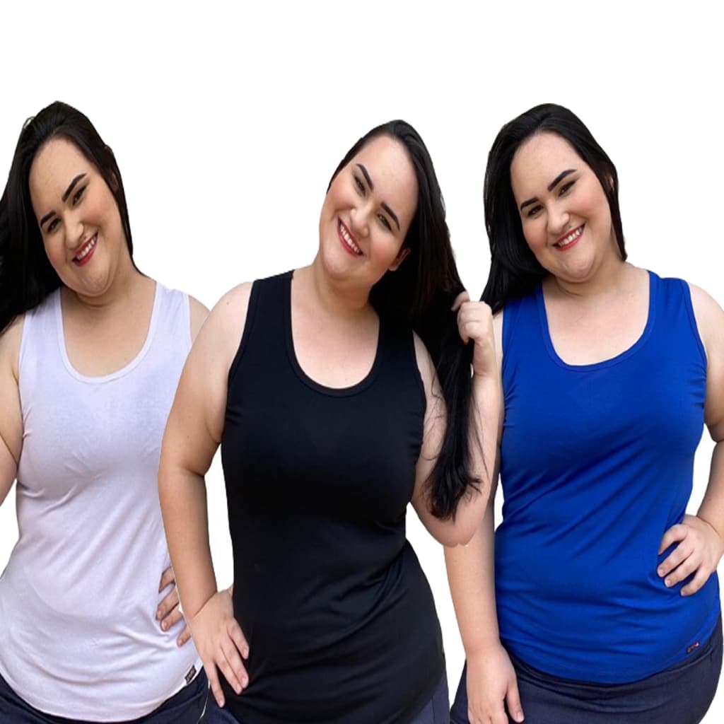 Combo 3 Regatas Básica Alça Larga Camiseta Oversized Malha Viscolycra Moda Plus Size Verão 2026