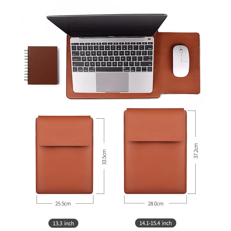 Bolsa Multiuso Para Macbook air M2 13.6 /14/15/16 Polegadas Capa De Couro PU Com Suporte De Mouse Pad
