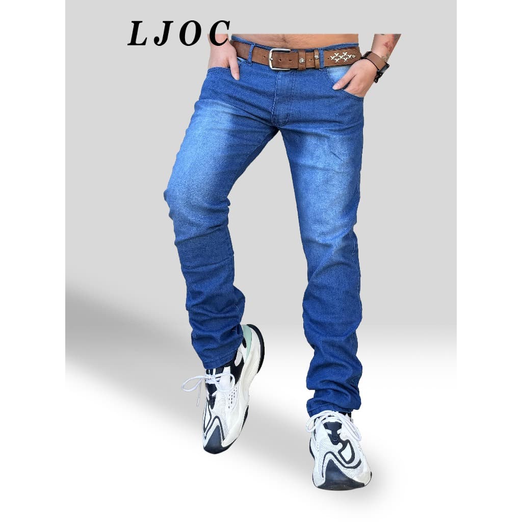 Calça Jeans Masculina Azul  Com Elastano Skinny