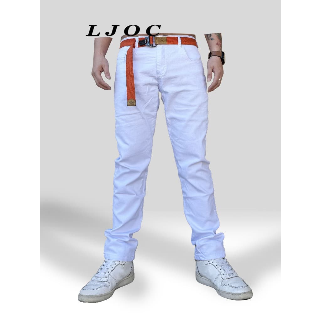 Calça Branca  Jeans Masculina Skinny Básica Slim Original