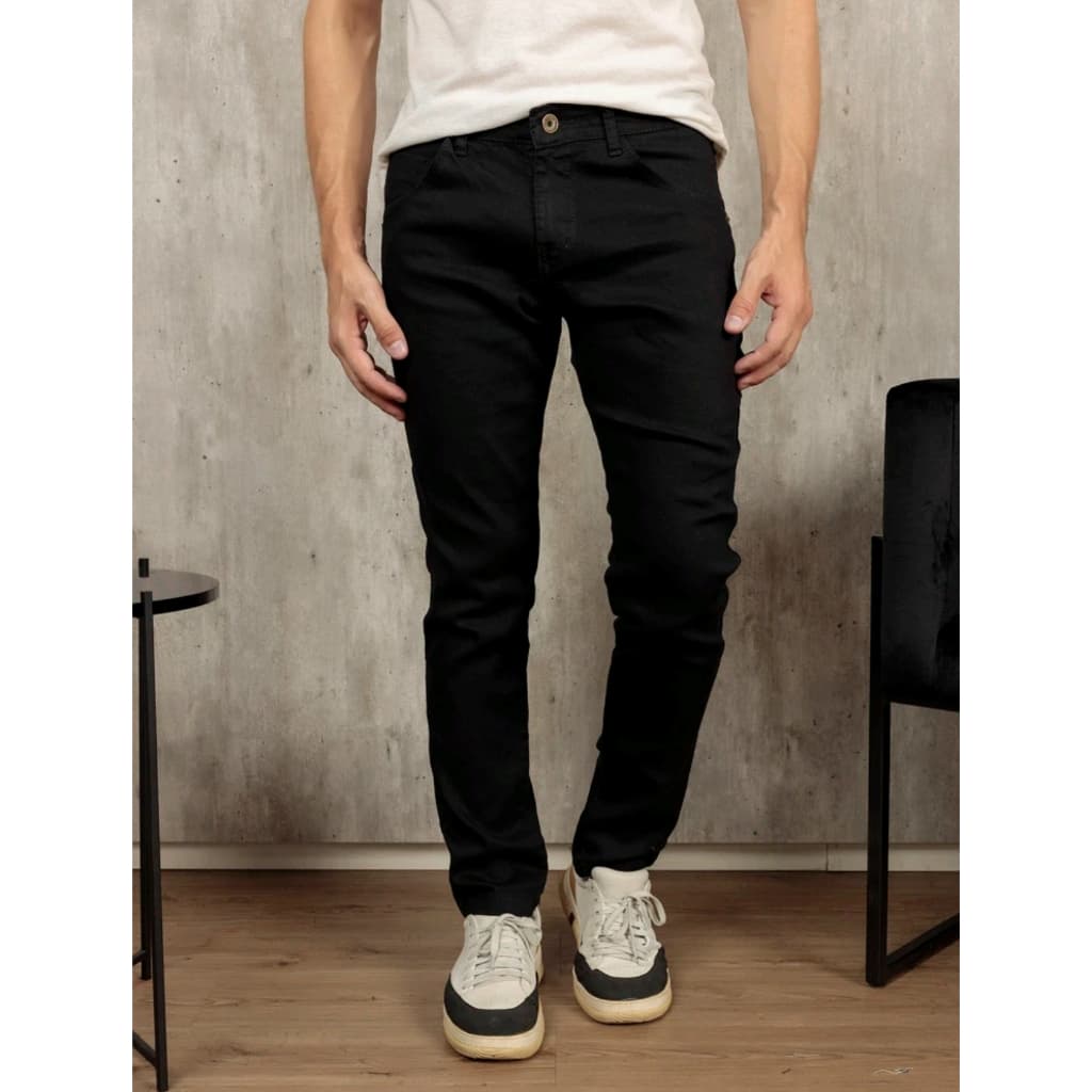 Calça Jeans Preta Masculina Skinny Básica Slim Original /Rasgadas