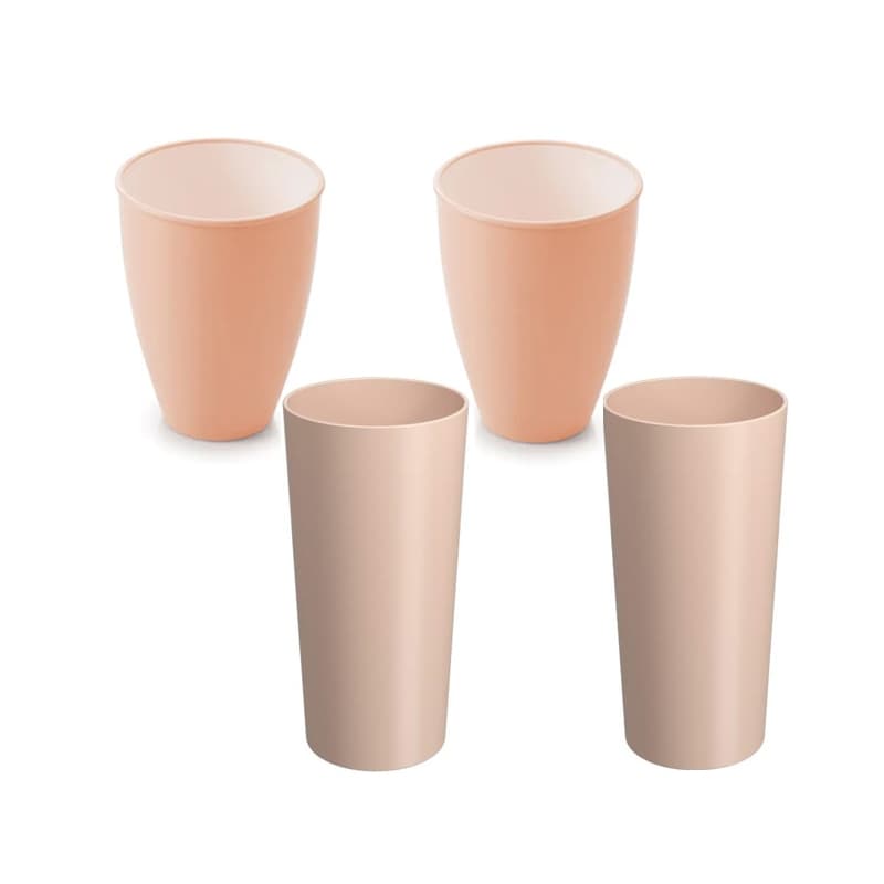 4 Copos Rosa Blush (2 Plasútil 520 ml + 2Coza 500 Ml)