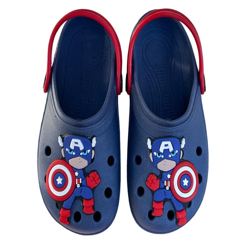 Babuche Infantil Chinelo Capitão Escudo Personagem Super Heroi Macio Confortavel Leve Emborrachado Moda