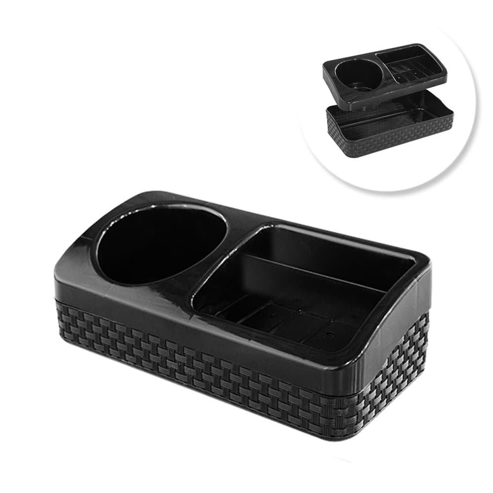 PORTA DETERGENTE / ESPONJA / SABAO DE PLASTICO RATTAN PRETO 21X10,5X7CM