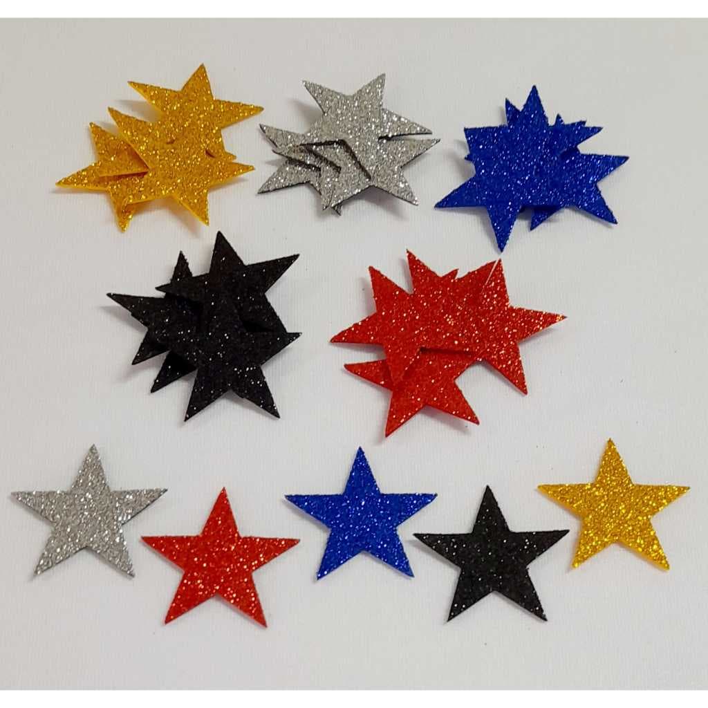 500 Apliques Estrela 1cm No Eva Com Glíter ( Sem Adesivo )