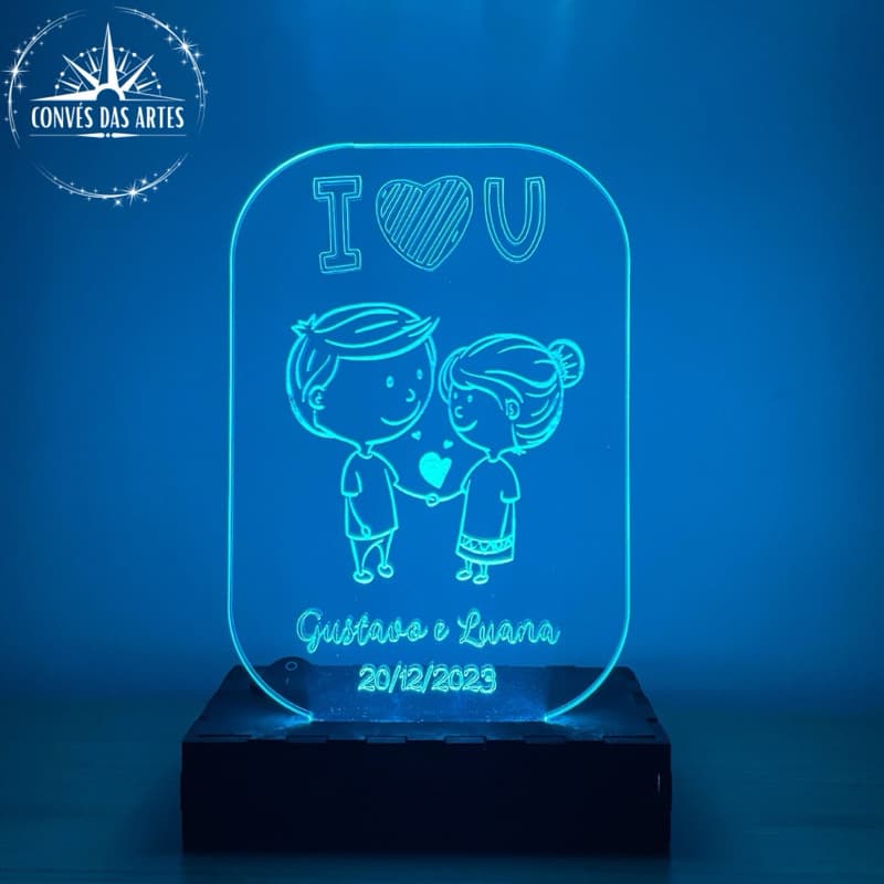 Luminária Personalizada I Love You/Amor/Love/Led/Abajur/Acrílico/Namorados/Casal/Romantico/Criativo/Presente