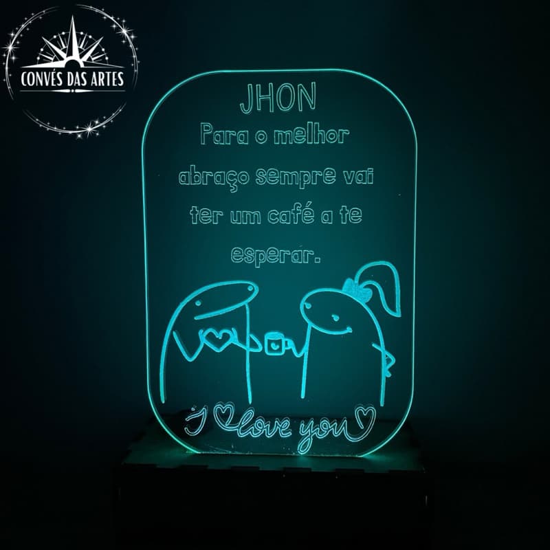 Luminária Personalizada I Love You/Amor/Love/Led/Abajur/Acrílico/Namorados/Casal/Romantico/Criativo/Presente