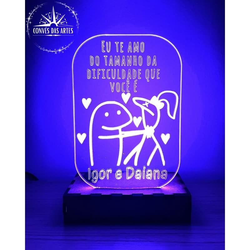Luminária Personalizada I Love You/Amor/Love/Led/Abajur/Acrílico/Namorados/Casal/Romantico/Criativo/Presente