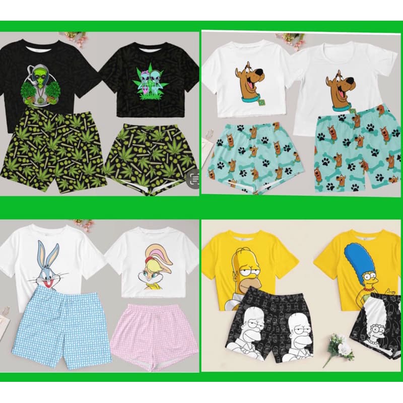 pijamas combinando kit casal personalizados cachorro coração filmes animes