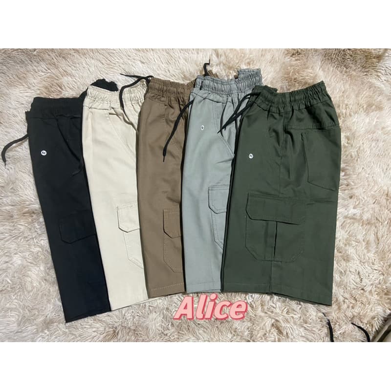 kit 5 bermuda cargo com 6 bolsos  cintura elástica,