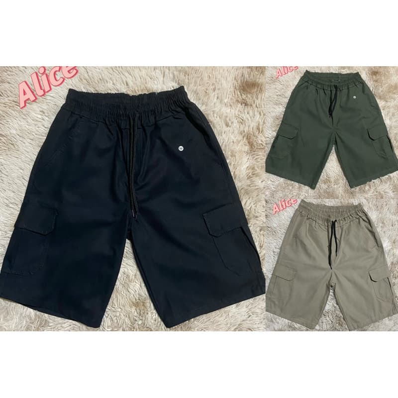 kit 3 bermuda cargo com 6 bolsos  cintura elástica,