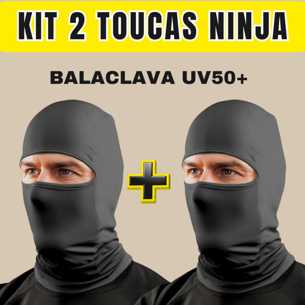 Kit 2 Touca Ninja Balaclava Segunda Pele Térmica Frio Proteção Solar UV50+ Motoqueiro Motoboy Ciclismo Preta