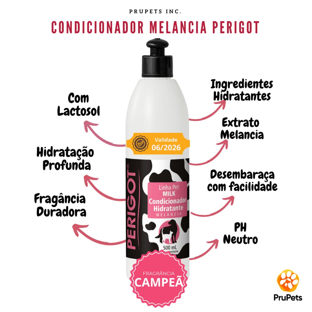 Condicionador Neutro Milk Melancia Perigot 500ml para Cães e Gatos