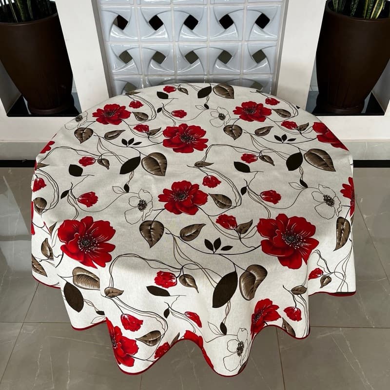 Toalha De Mesa Redonda 4 Lugares 1,40m Ø - Premium Algodão e Poliester - Envio Rápido