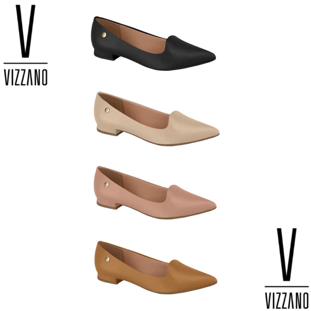 Sapatilha Vizzano Original Feminina Napa E Verniz Bico Fino Saltinho Baixo 1,5cm FRETE GRÁTIS ENVIO