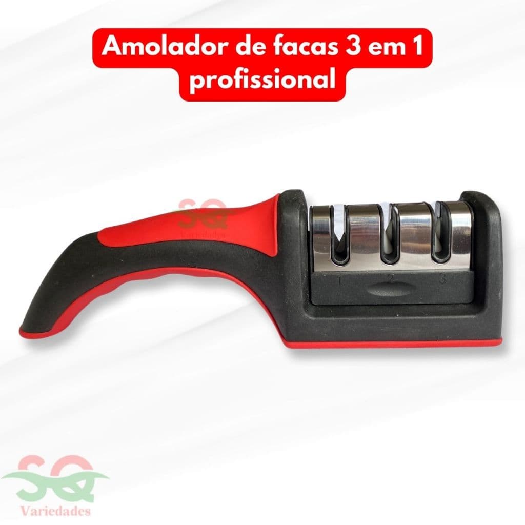 Amolador Afiador De Facas Em Aço Inox Com 3 Afiadores