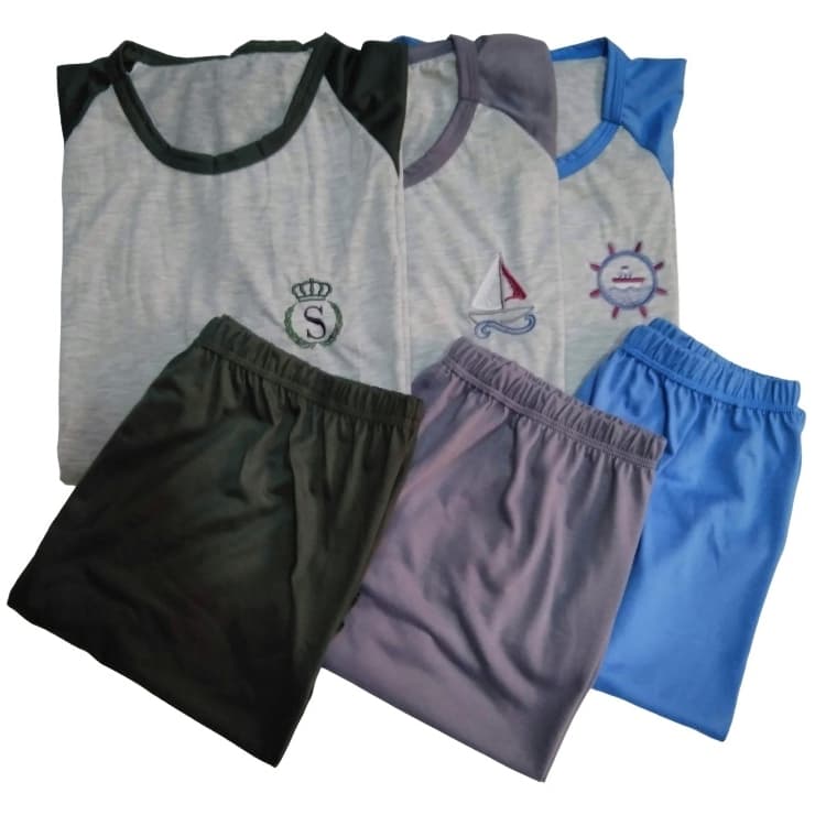 Pijama Masculino Adulto Manga Curta Conjunto Diversas Cores