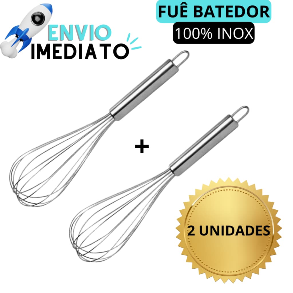KIT 2 Fuê Batedor Manual Para Bolos e Receitas Confeitaria Para Massas Batedor de Ovos Claras em Neve Fouet