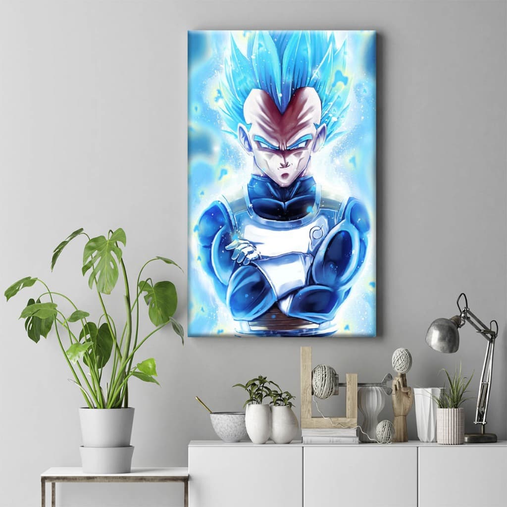Quadro Decorativo 50x30 para quarto desenho infantil criança dragon ball vegeta blue