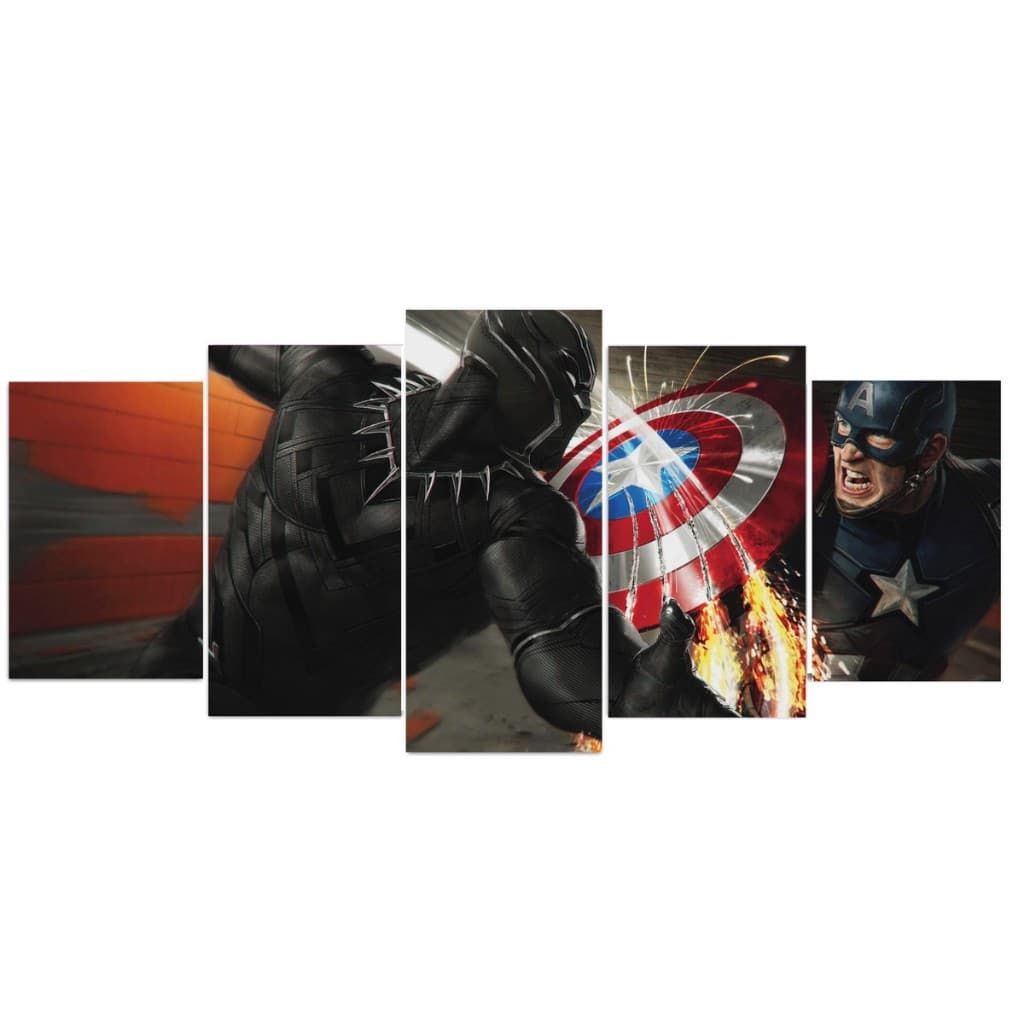Quadro Personalizado Vingadores Guerra Civil Mosaico 5 Peças