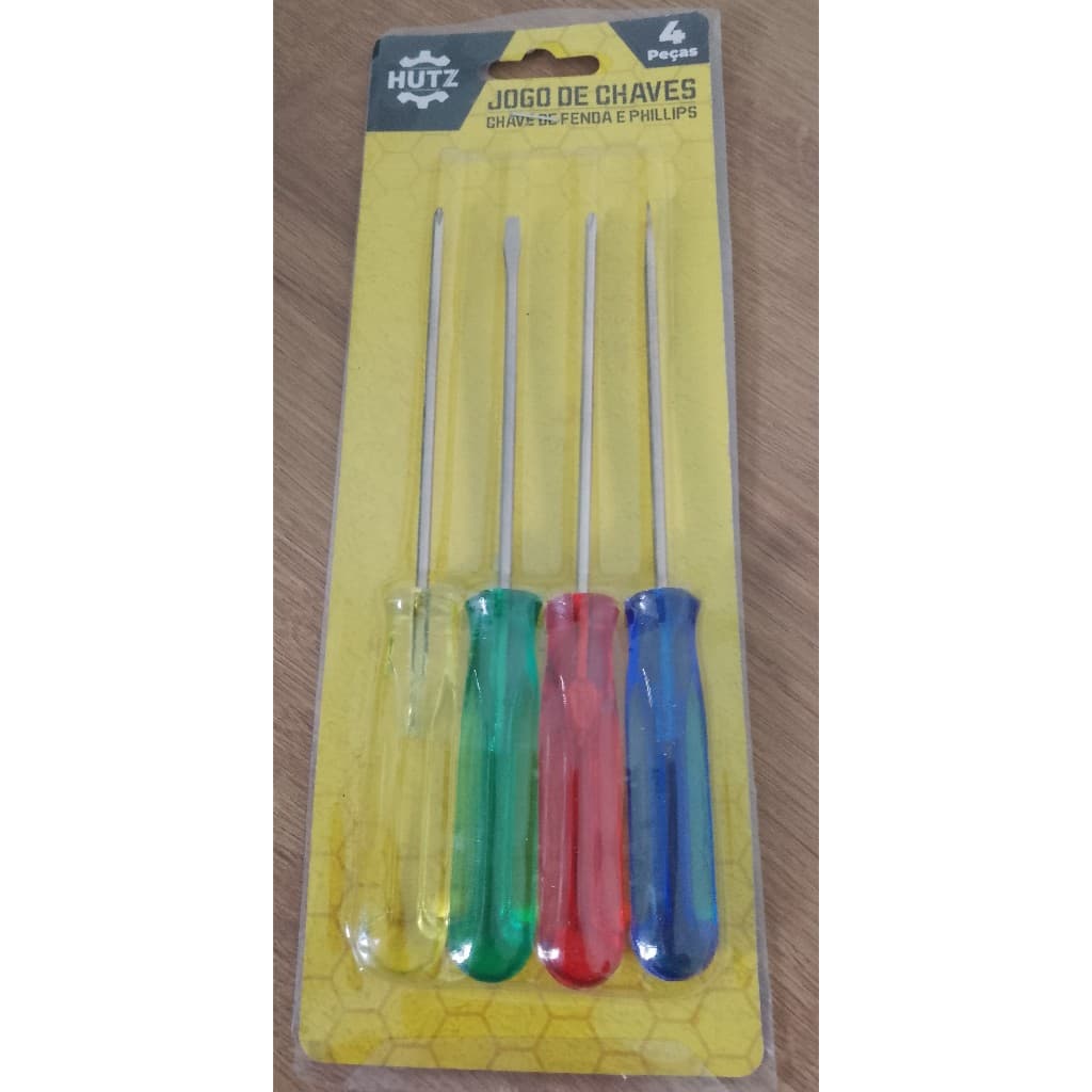 JOGO DE CHAVES, CHAVE DE FENDA E PHILIPS MARCA MERRICK ou HUTZ (2 DE FENDA E 2 PHILIPS) KIT: 4 PEÇAS