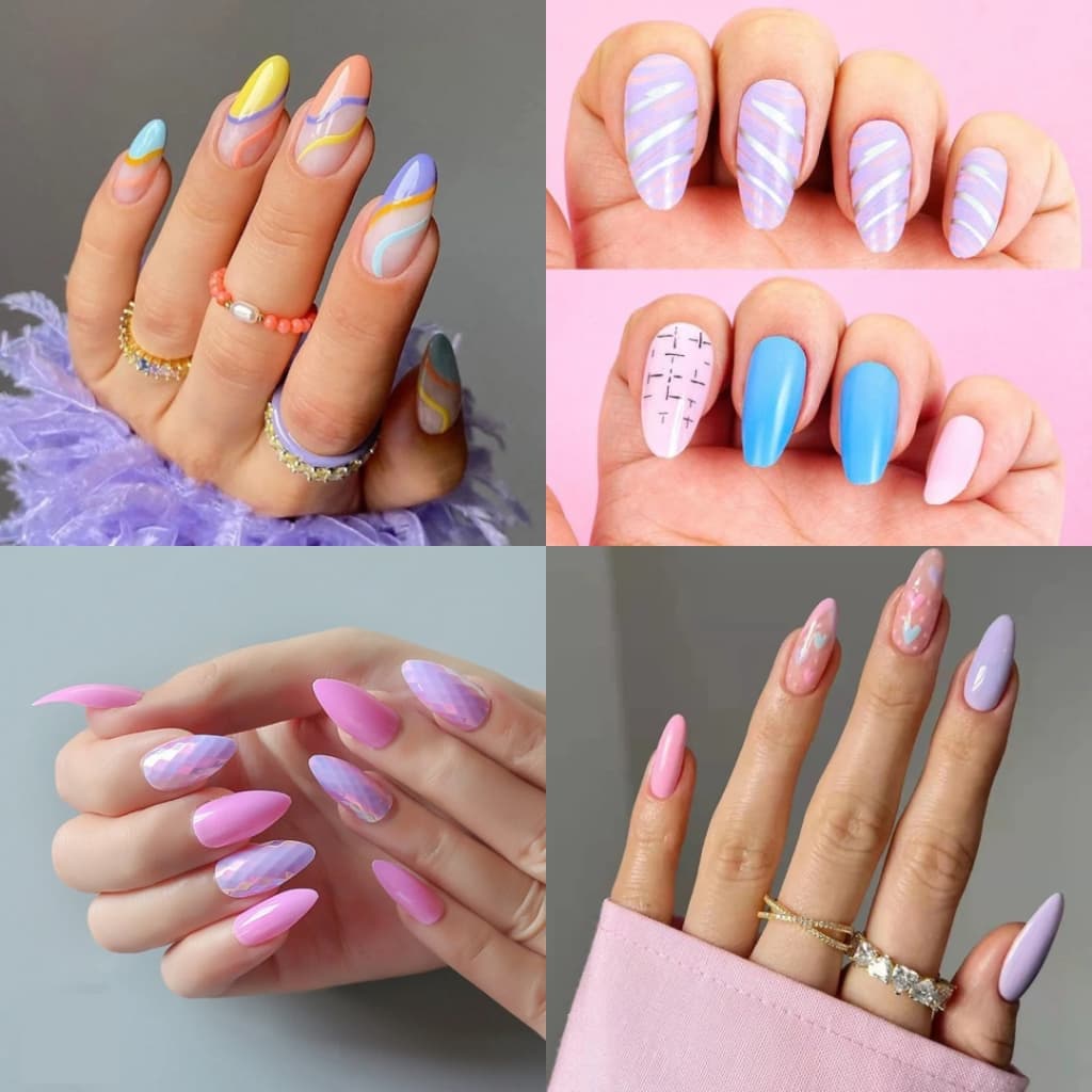 12 Piece Unha Postiça Amendoadas Decorada