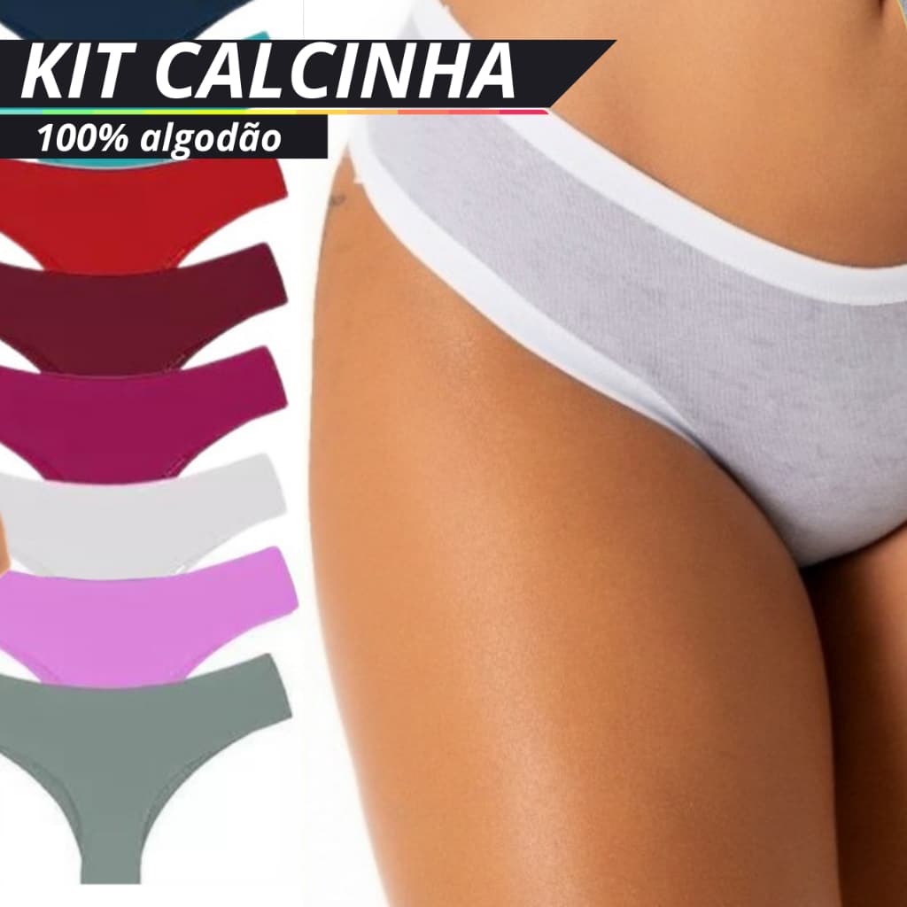 Kit Calcinha  Algodão Feminina Tangas  Modelo Conforto Adulto