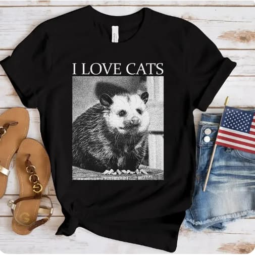 Camiseta Camisa Blusa Unissex Algodão Opossum dos anos 90