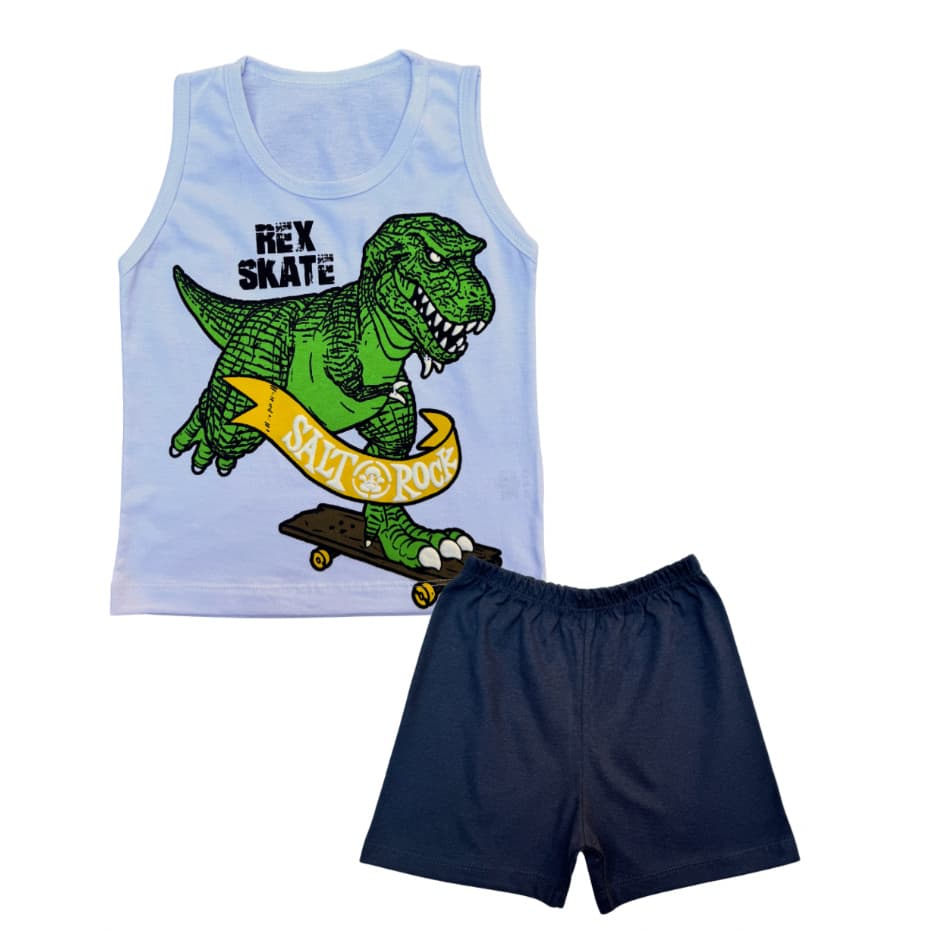 Conjunto infantil menino dinossauro de skate