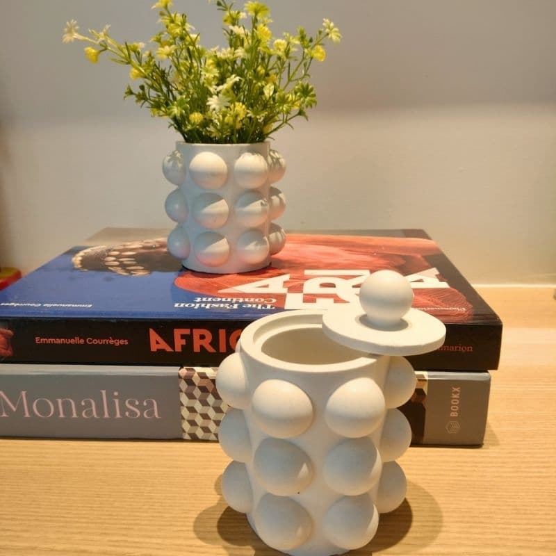 Vaso decorativo  / Pote com tampa /  Vasinho moderno bolhas